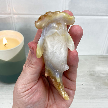 Polished Flower Agate Hammerhead Shark