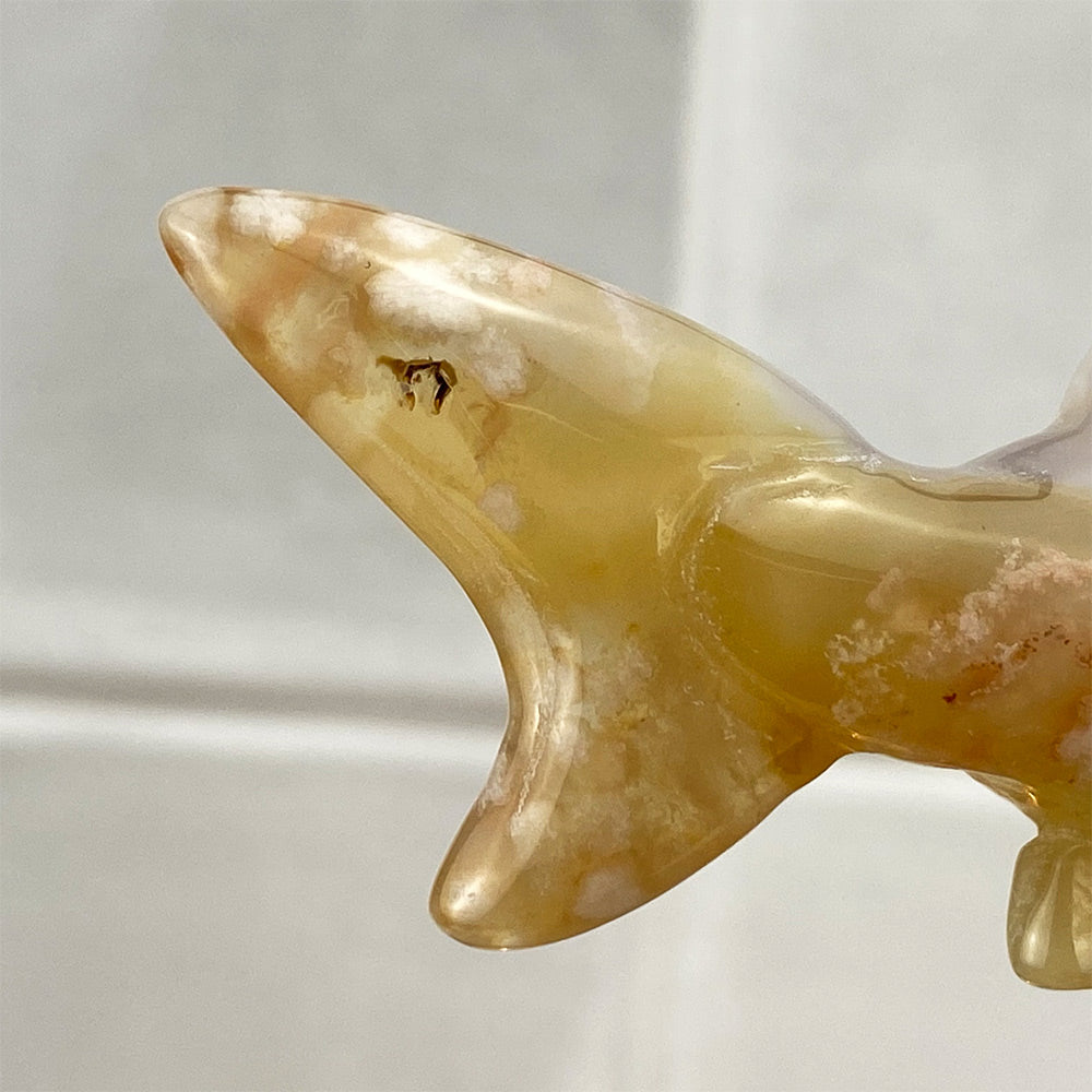 Polished Flower Agate Hammerhead Shark