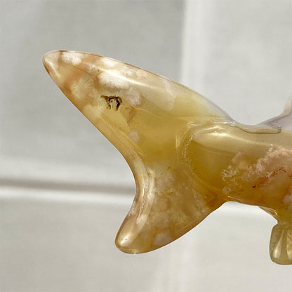 Polished Flower Agate Hammerhead Shark
