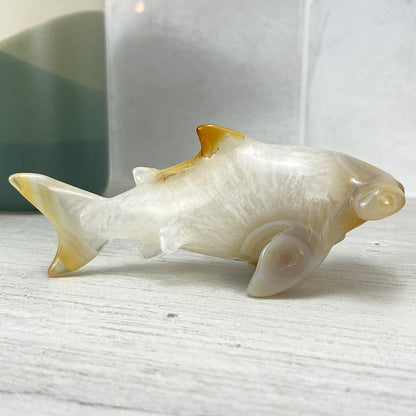 Polished Flower Agate Hammerhead Shark