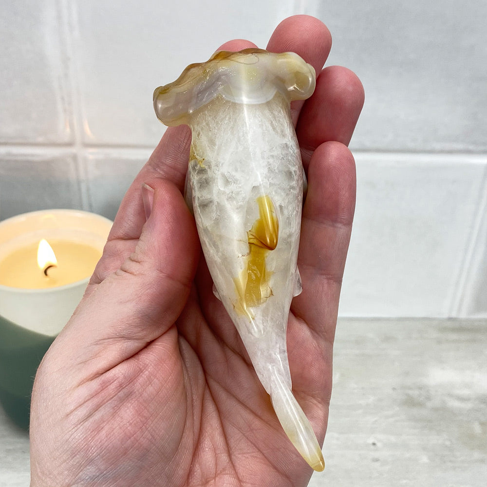 Polished Flower Agate Hammerhead Shark
