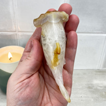 Polished Flower Agate Hammerhead Shark