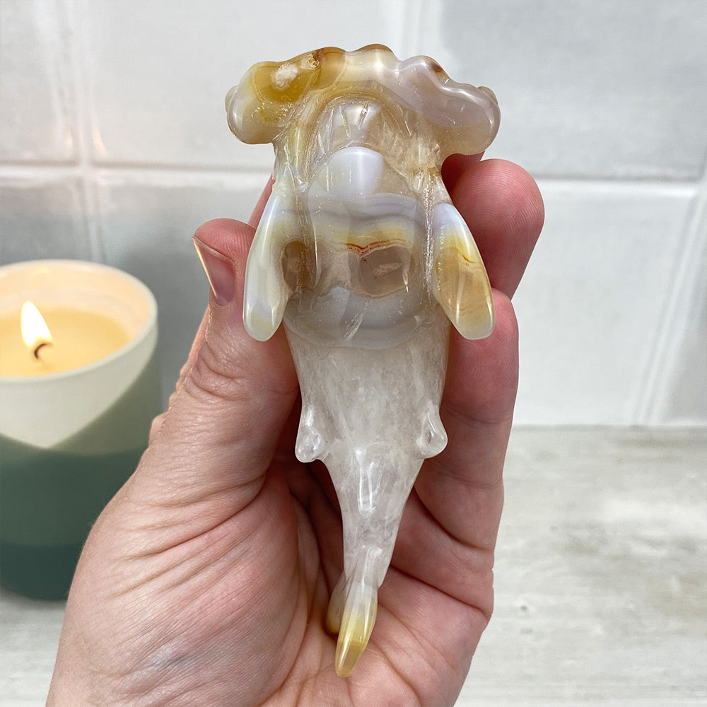 Polished Flower Agate Hammerhead Shark