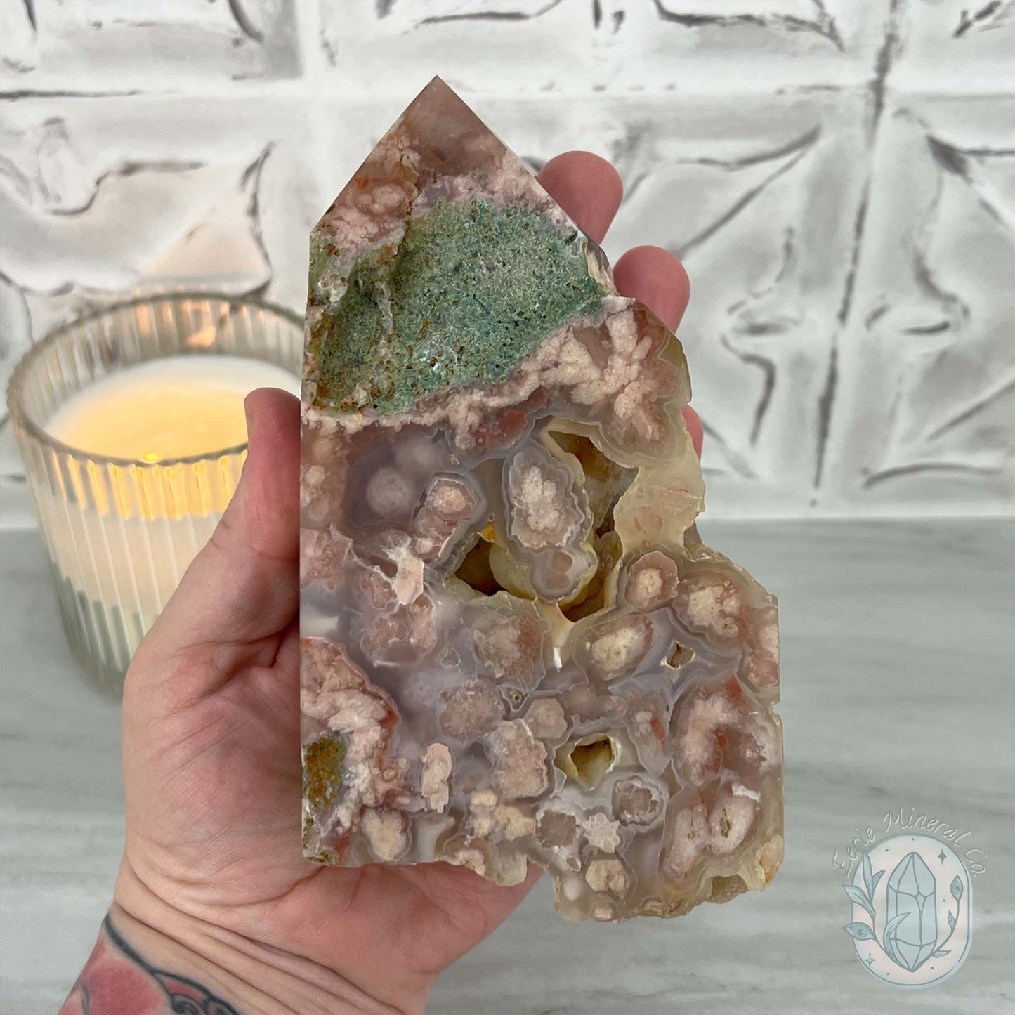 Large Flower Agate Tower Specimen