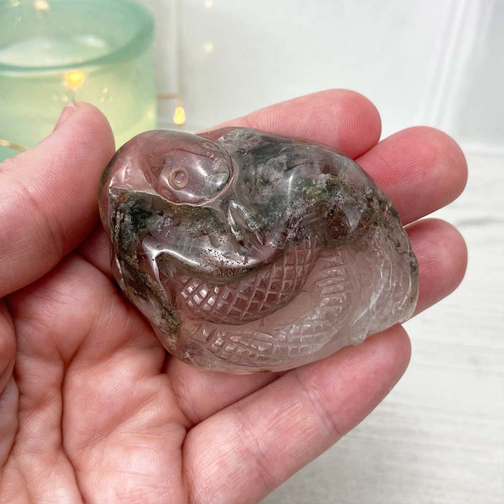 Polished Garden Quartz Snake Carving