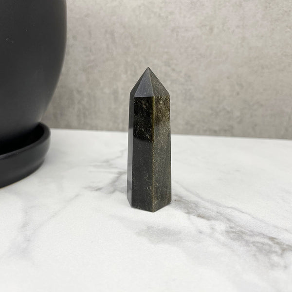 Polished Gold Sheen Obsidian Tower