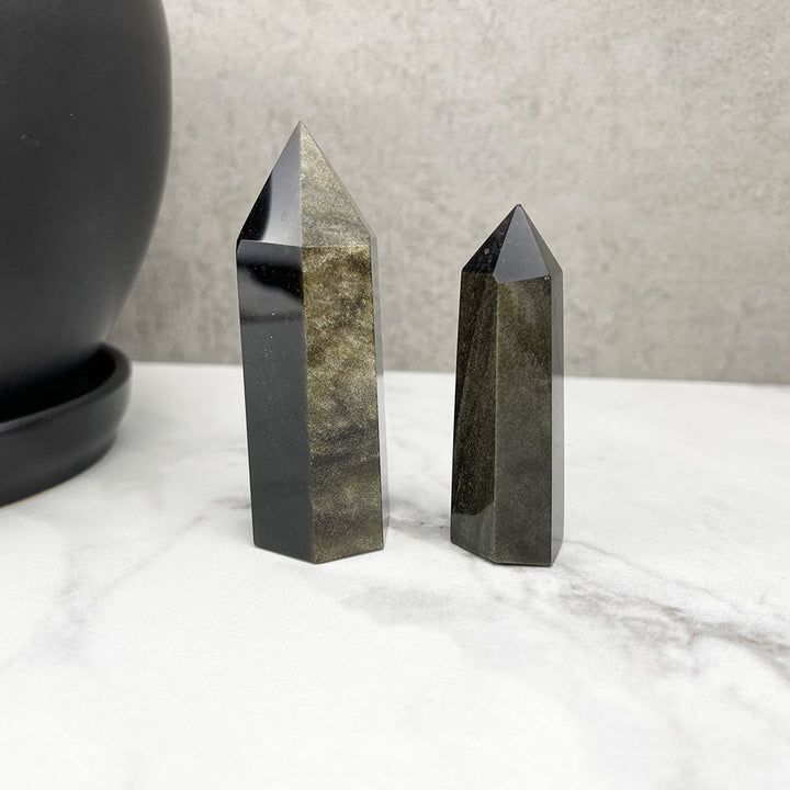 Polished Gold Sheen Obsidian Tower