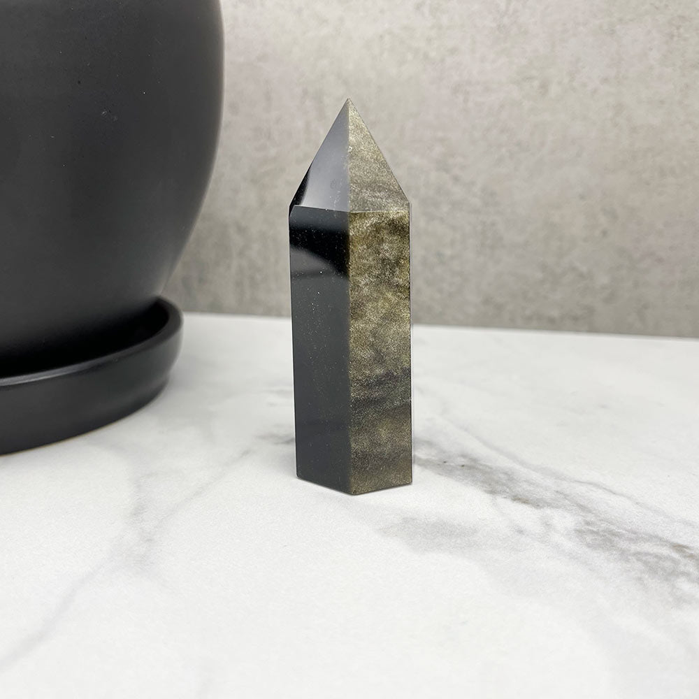 Polished Gold Sheen Obsidian Tower