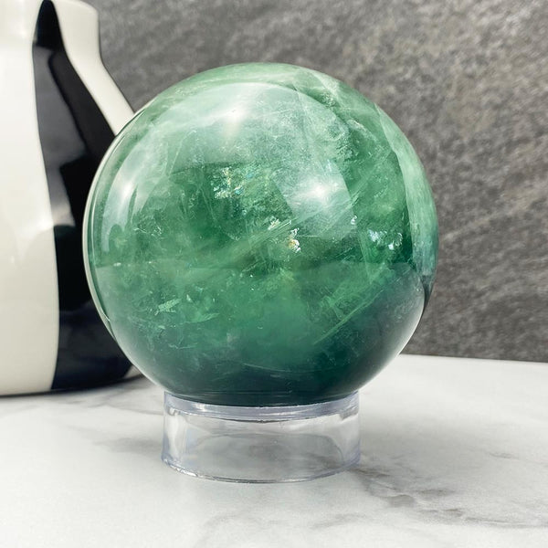 Green Fluorite Crystal Sphere