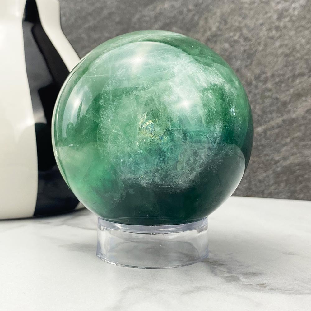 Green Fluorite Crystal Sphere