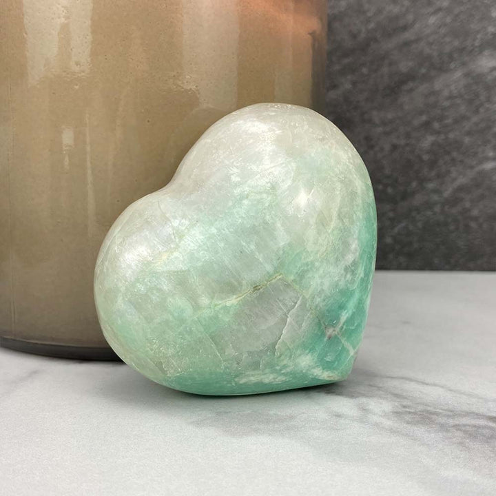 Polished Green Moonstone Heart