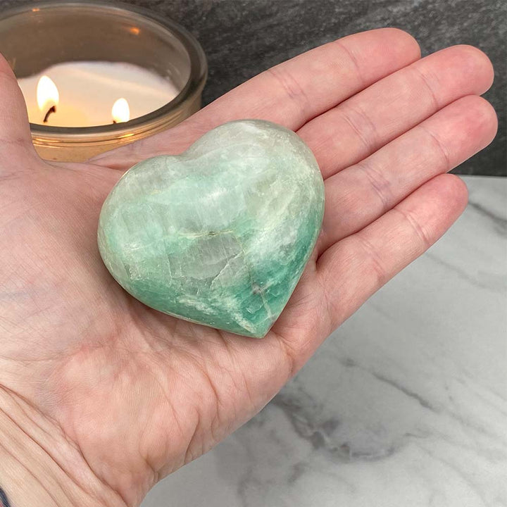 Polished Green Moonstone Heart