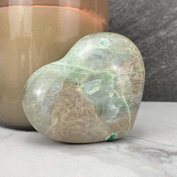 Polished Green Moonstone Heart