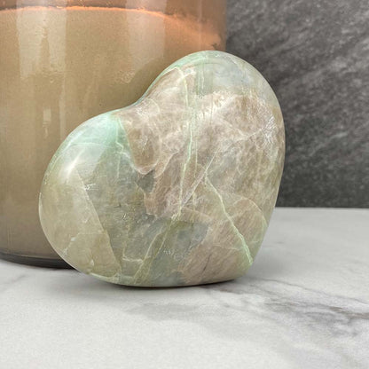 Polished Green Moonstone Heart