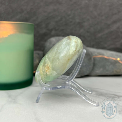 Silver Flash Green Moonstone Heart Carving
