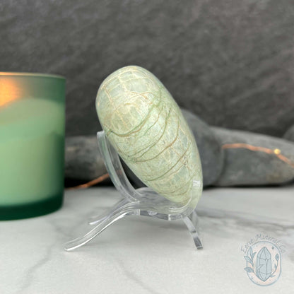 Silver Flash Green Moonstone Heart Carving