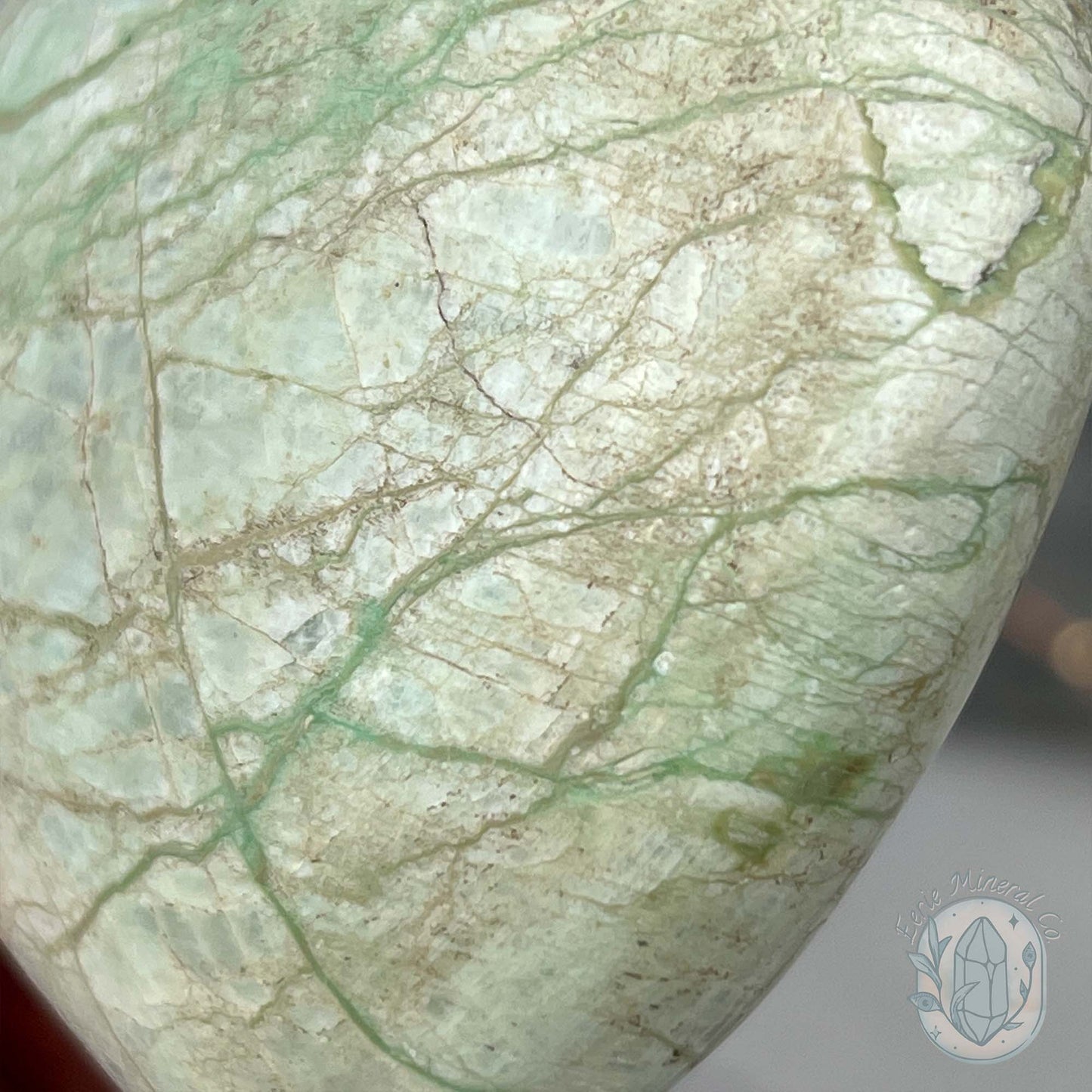 Silver Flash Green Moonstone Heart Carving