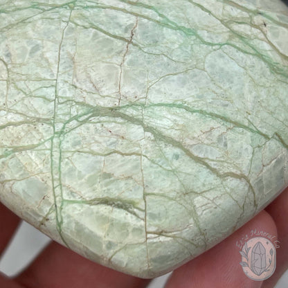 Silver Flash Green Moonstone Heart Carving