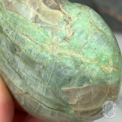 Polished Green Moonstone Heart Carving