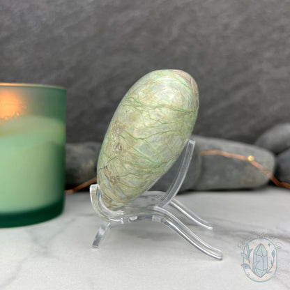 Polished Green Moonstone Heart Carving