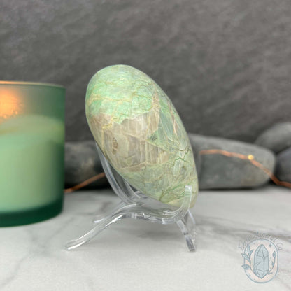 Polished Green Moonstone Heart Carving