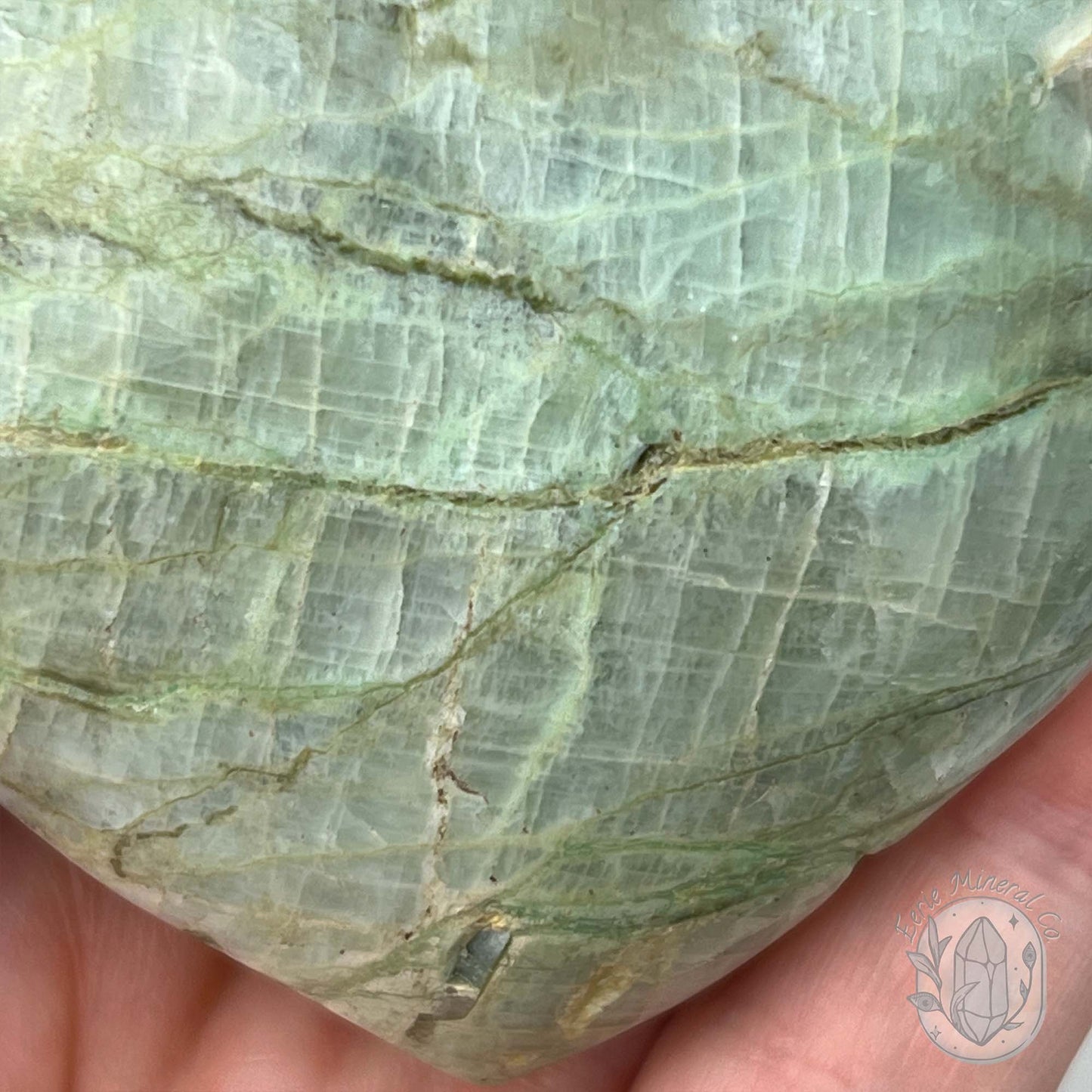Polished Green Moonstone Heart Carving
