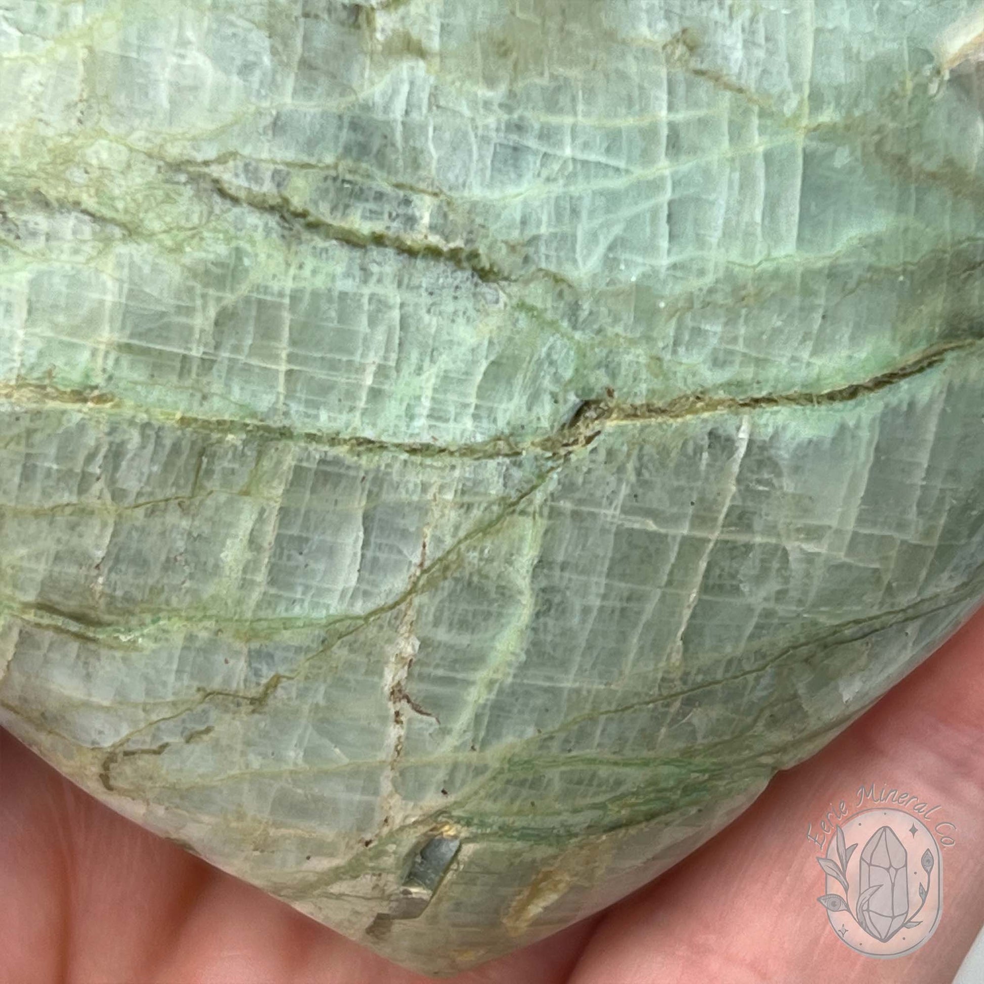 Polished Green Moonstone Heart Carving