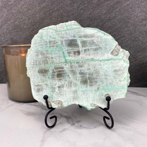 Polished Green Moonstone Slab