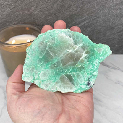 Polished Green Moonstone Slab