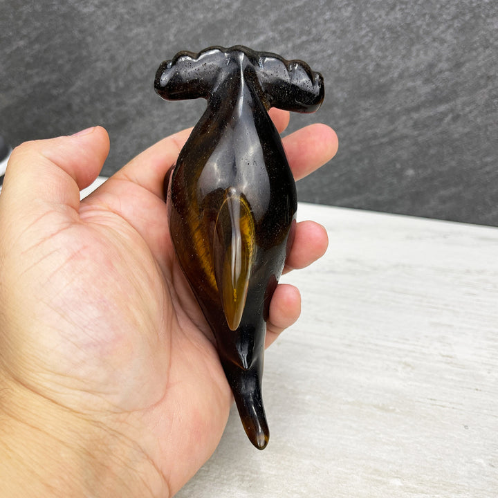 hand carved tiger eye hammerhead shark