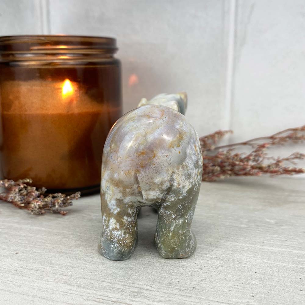 Polished Indian Agate Bear Carving