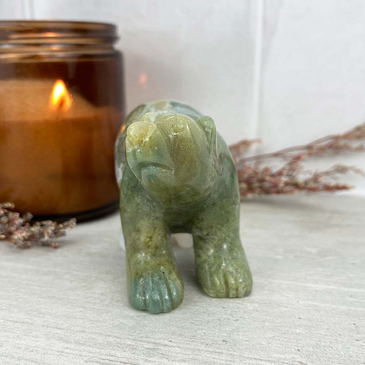 Polished Indian Agate Bear Carving