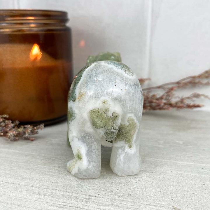 Polished Indian Agate Bear Carving