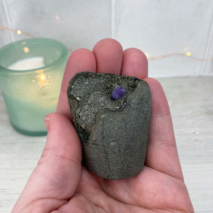 Small Indian Amethyst With Apophyllite Cut Base