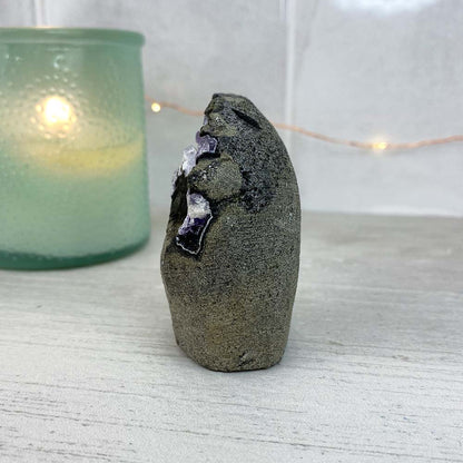 Small Indian Amethyst With Apophyllite Cut Base