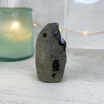 Small Indian Amethyst With Apophyllite Cut Base