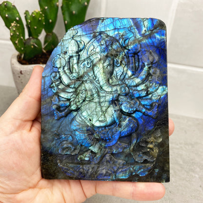 Labradorite Ganesha slab carving