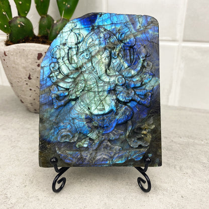 Labradorite Ganesha slab carving
