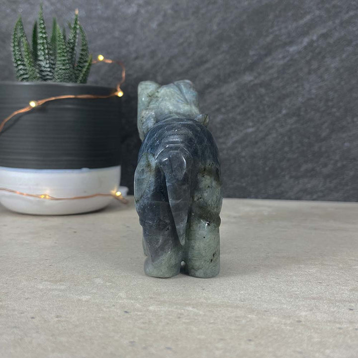 Polished Blue Flash Labradorite Hippo Carving