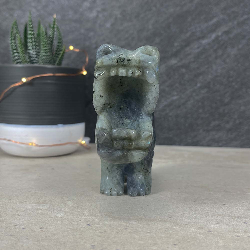 Polished Blue Flash Labradorite Hippo Carving