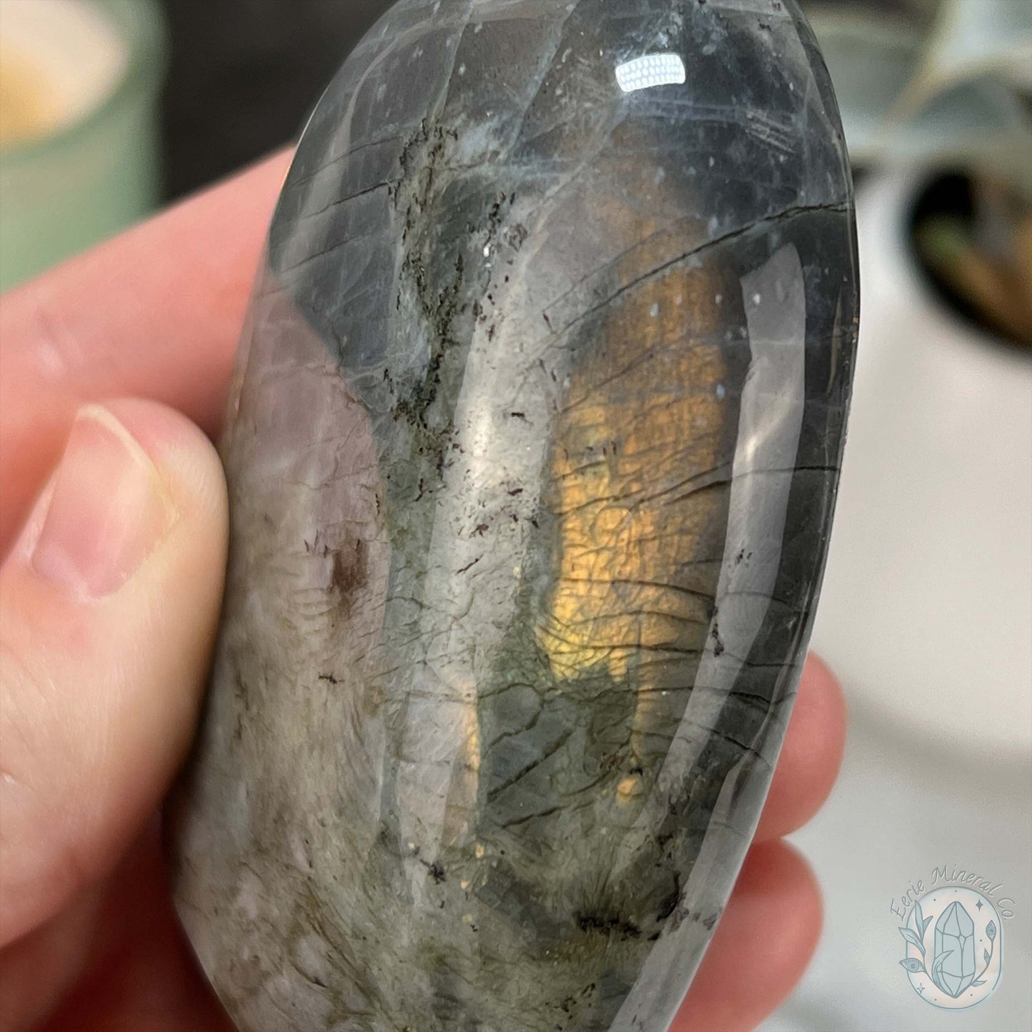 Polished Yellow, Blue, and Purple Flash Labradorite Freeform