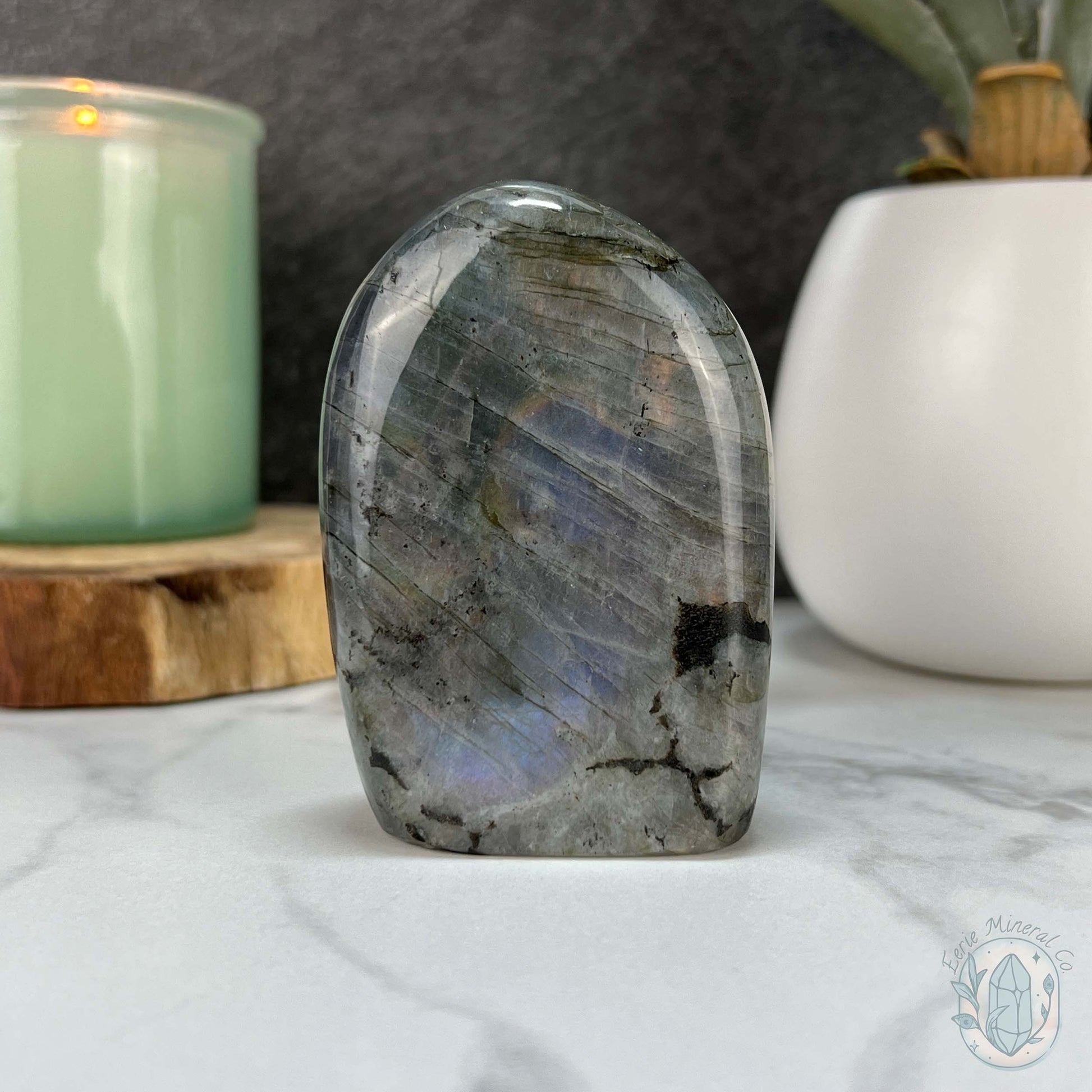 Polished Yellow, Blue, and Purple Flash Labradorite Freeform