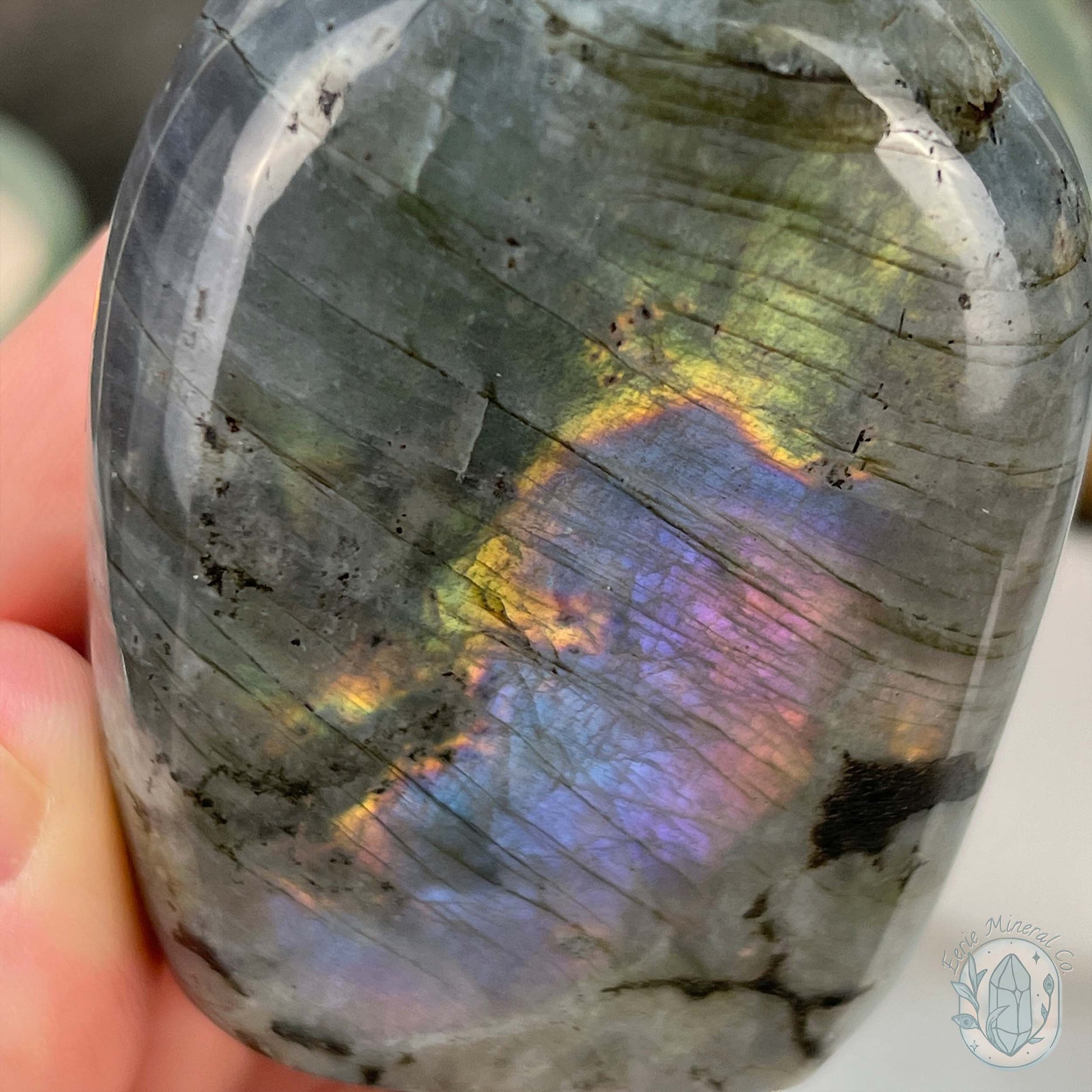 Polished Yellow, Blue, and Purple Flash Labradorite Freeform