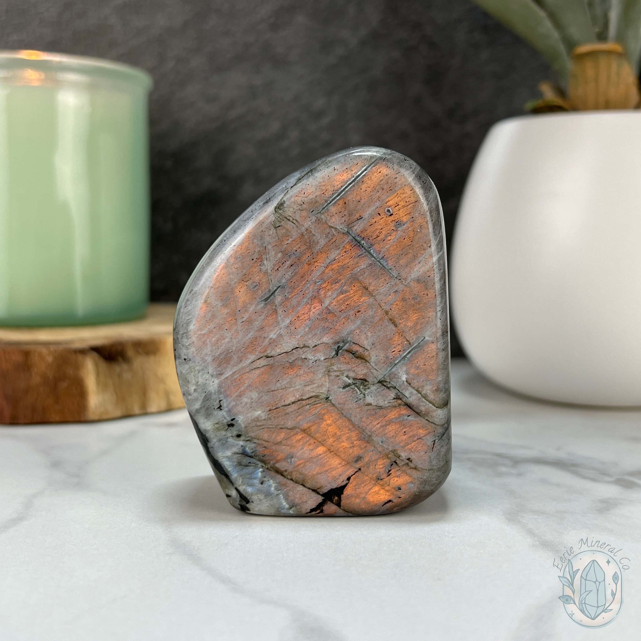 Polished Golden Orange Flash Labradorite Freeform – Eerie Mineral Co.