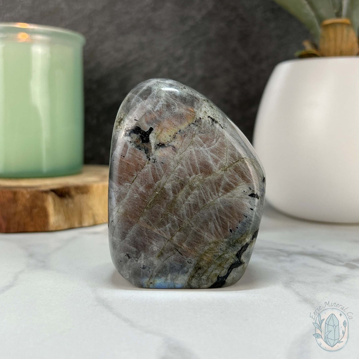 Polished Golden Orange Flash Labradorite Freeform