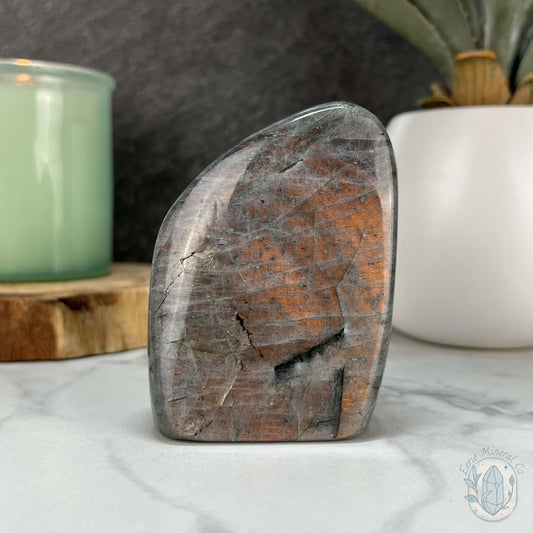 Polished Orange and Yellow Flash Labradorite Freeform
