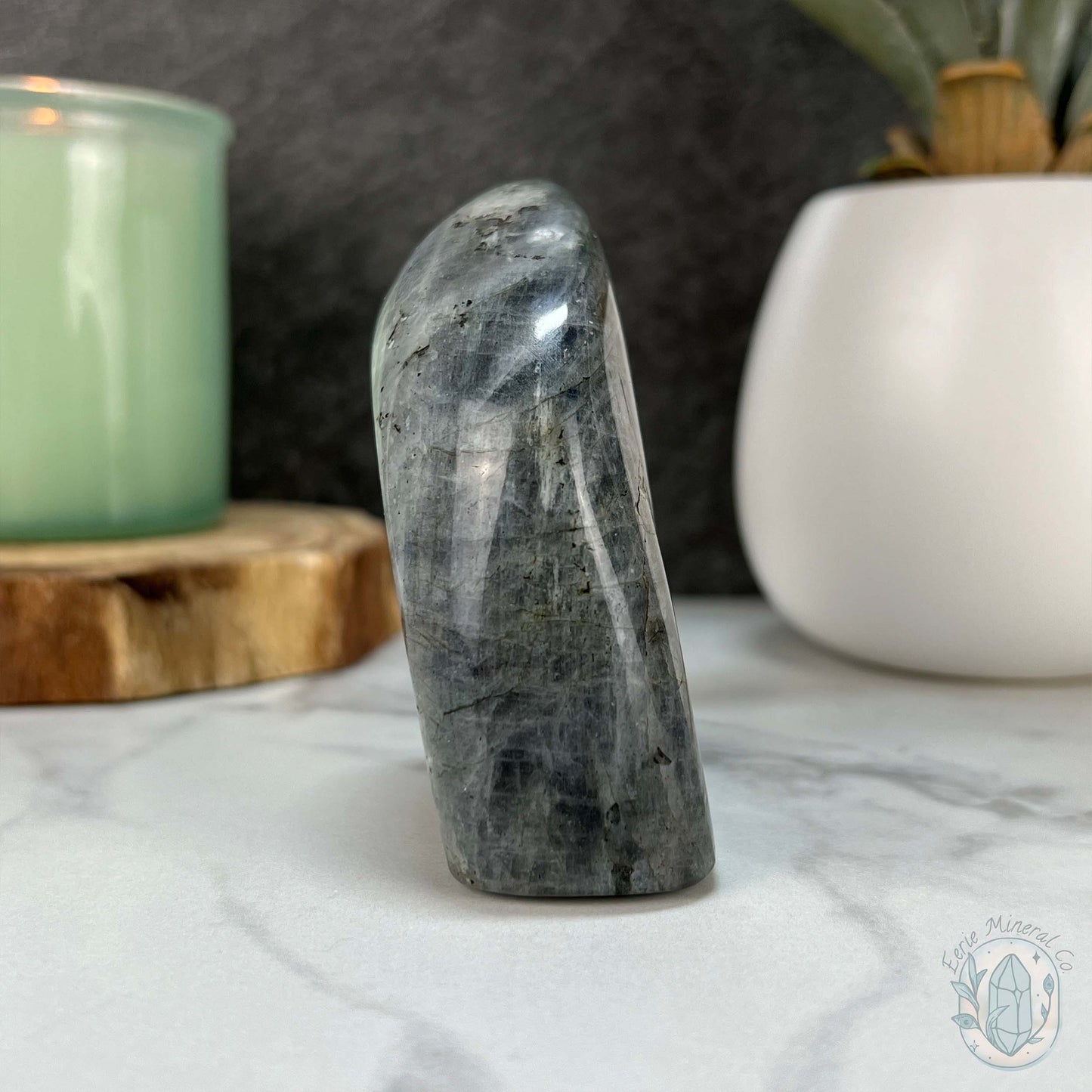 Polished Orange and Yellow Flash Labradorite Freeform