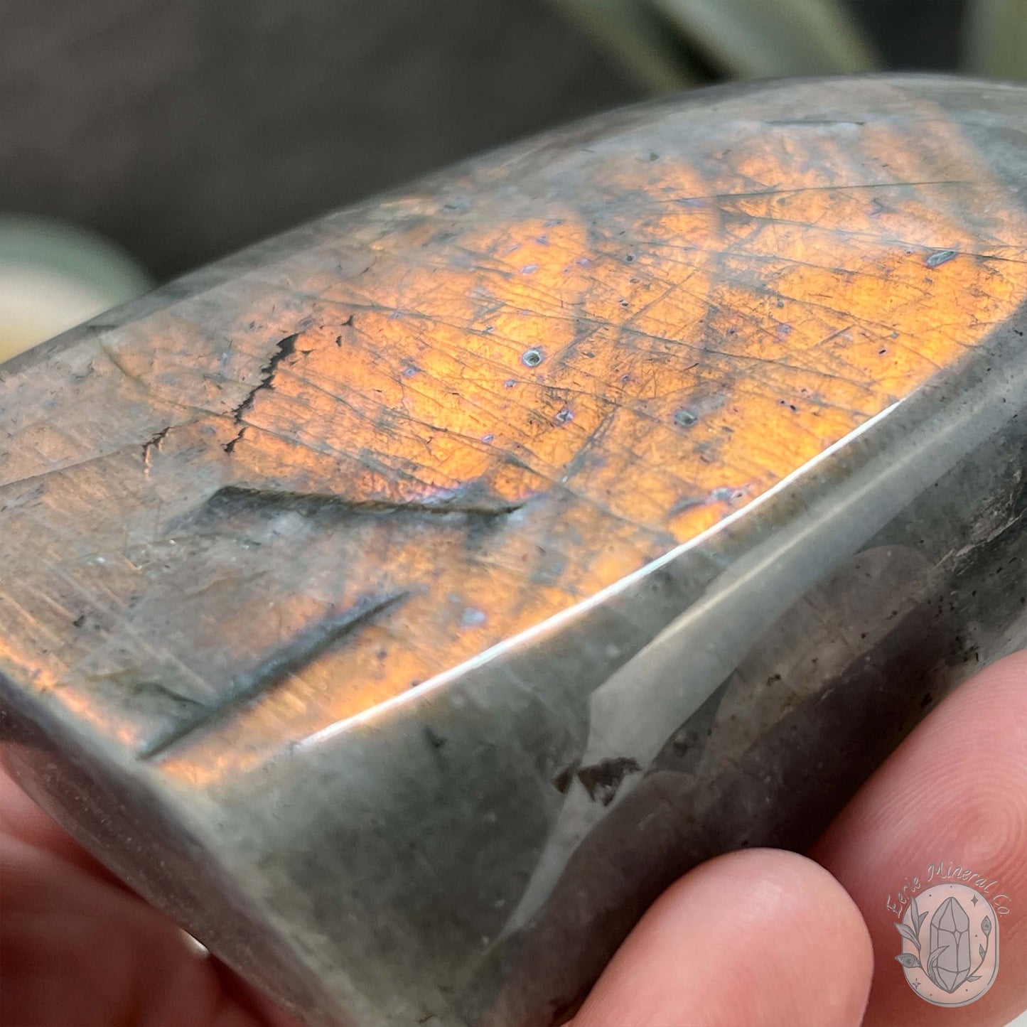 Polished Orange and Yellow Flash Labradorite Freeform