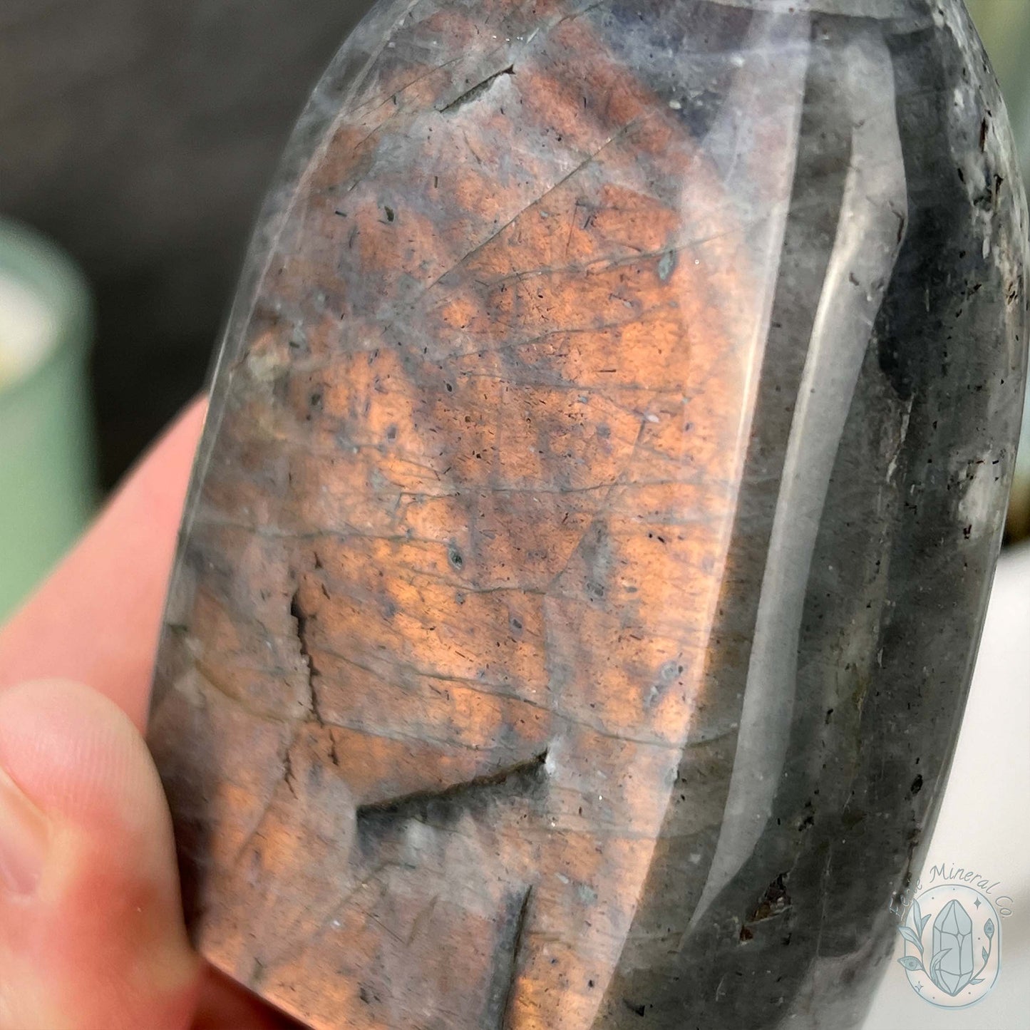 Polished Orange and Yellow Flash Labradorite Freeform