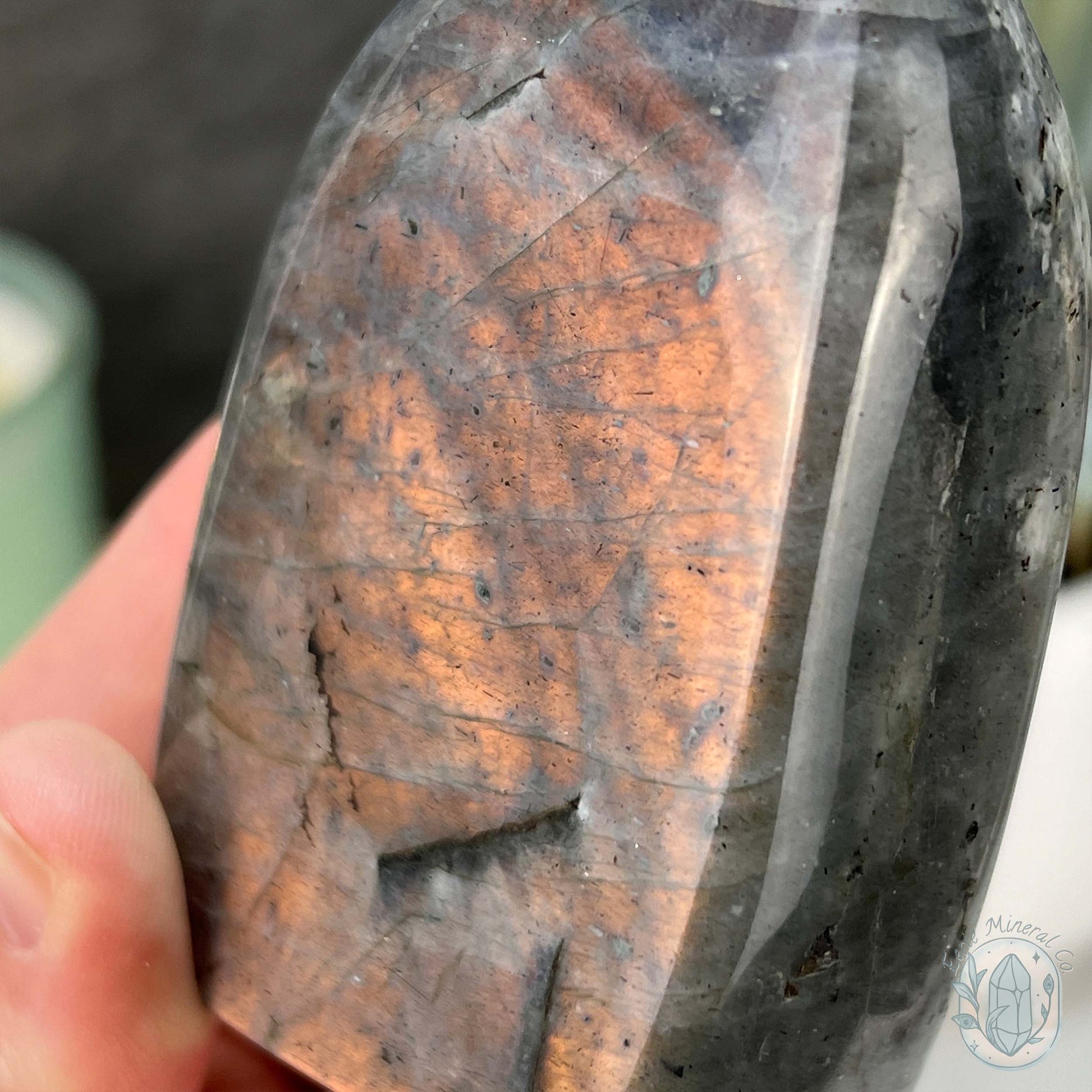 Polished Orange and Yellow Flash Labradorite Freeform